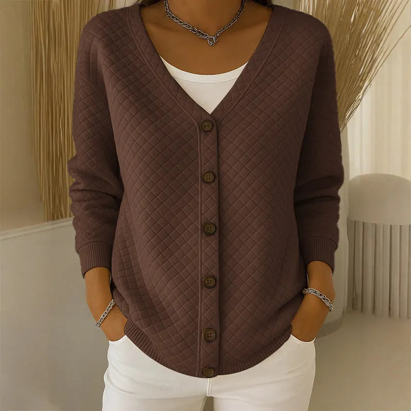 Delavie - Gepolsterter Strickcardigan mit Knopfleiste