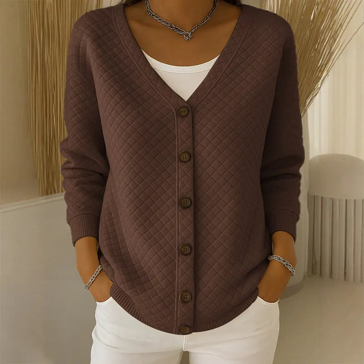 Delavie - Gepolsterter Strickcardigan mit Knopfleiste