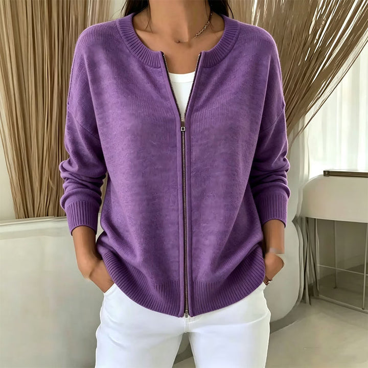 Xyla - Locker geschnittener Cardigan mit Reißverschluss