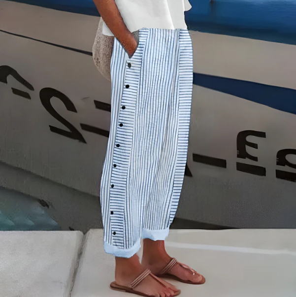 Yareli - Gestreifte Wide-Leg-Hose