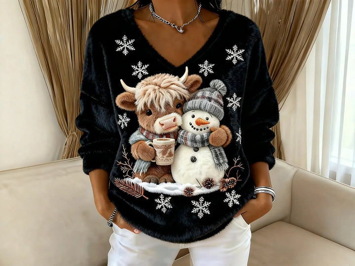 Zarielle - Soft-Touch V-Ausschnitt-Pullover