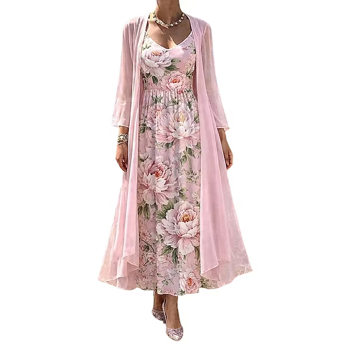Asteria - Zweiteiliges Set mit floralem Maxi-Kleid