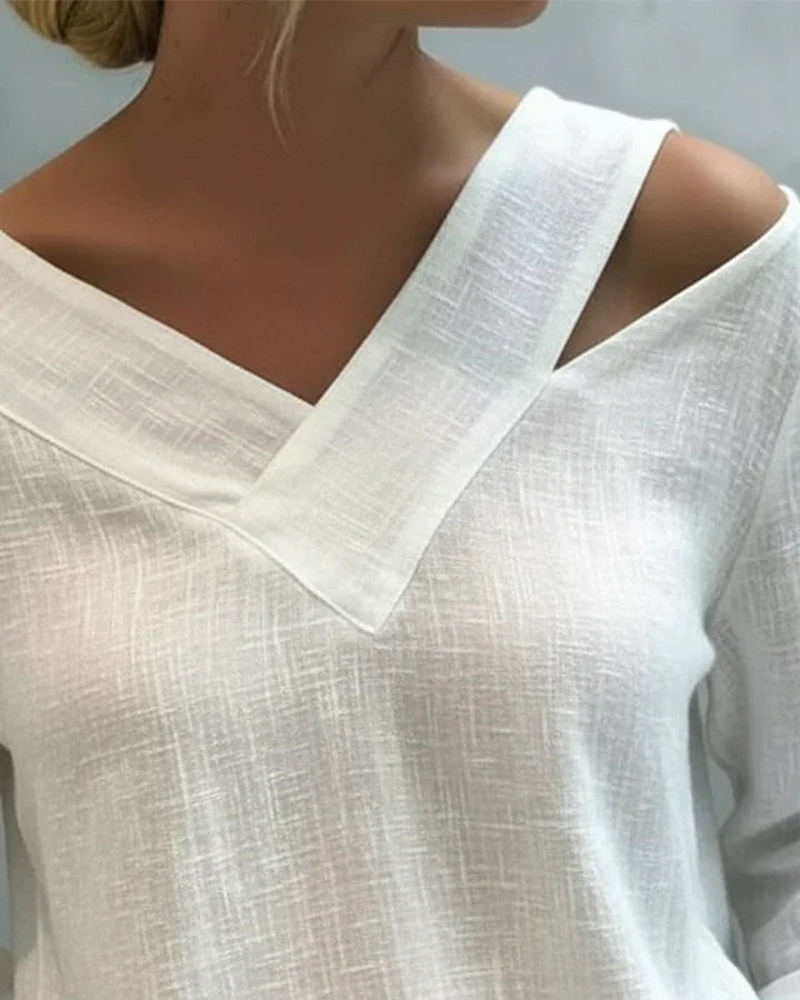 Calira - Schulterfreies Soft-Touch-Top mit V-Ausschnitt