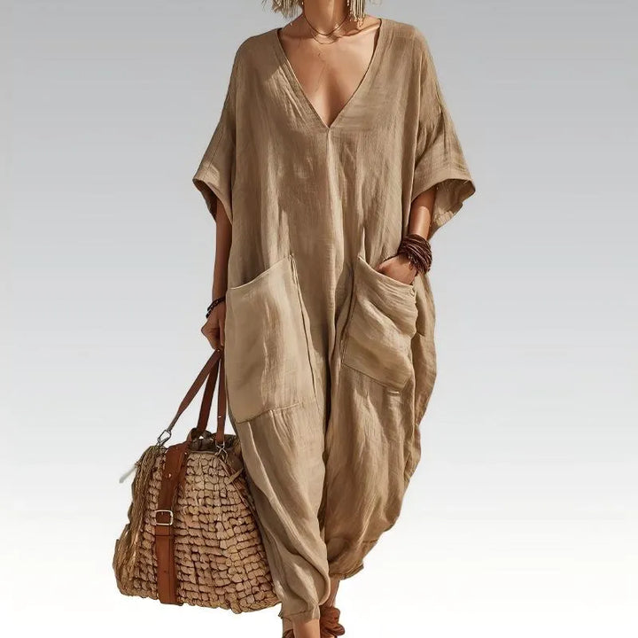 Evelisse - Luftiger Jumpsuit mit Fledermausärmeln und Taschen