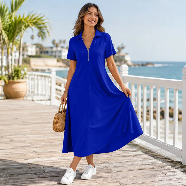 Primelle - Softtouch-Maxikleid mit Reißverschlusskragen