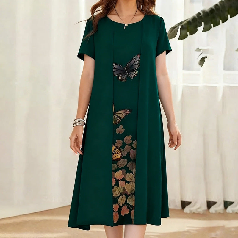 Celyn - Kurzärmeliges Midikleid-Set in Lagenoptik