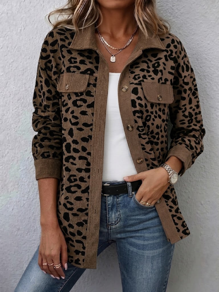 Miressia - Strickjacke mit Animal-Print und Knopfleiste
