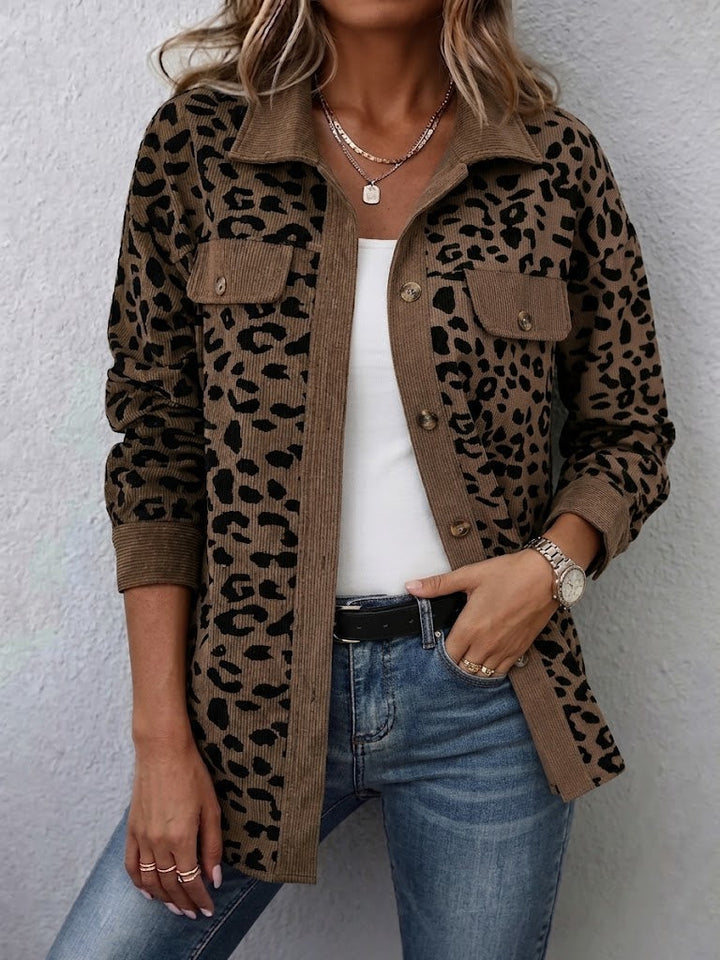 Miressia - Strickjacke mit Animal-Print und Knopfleiste