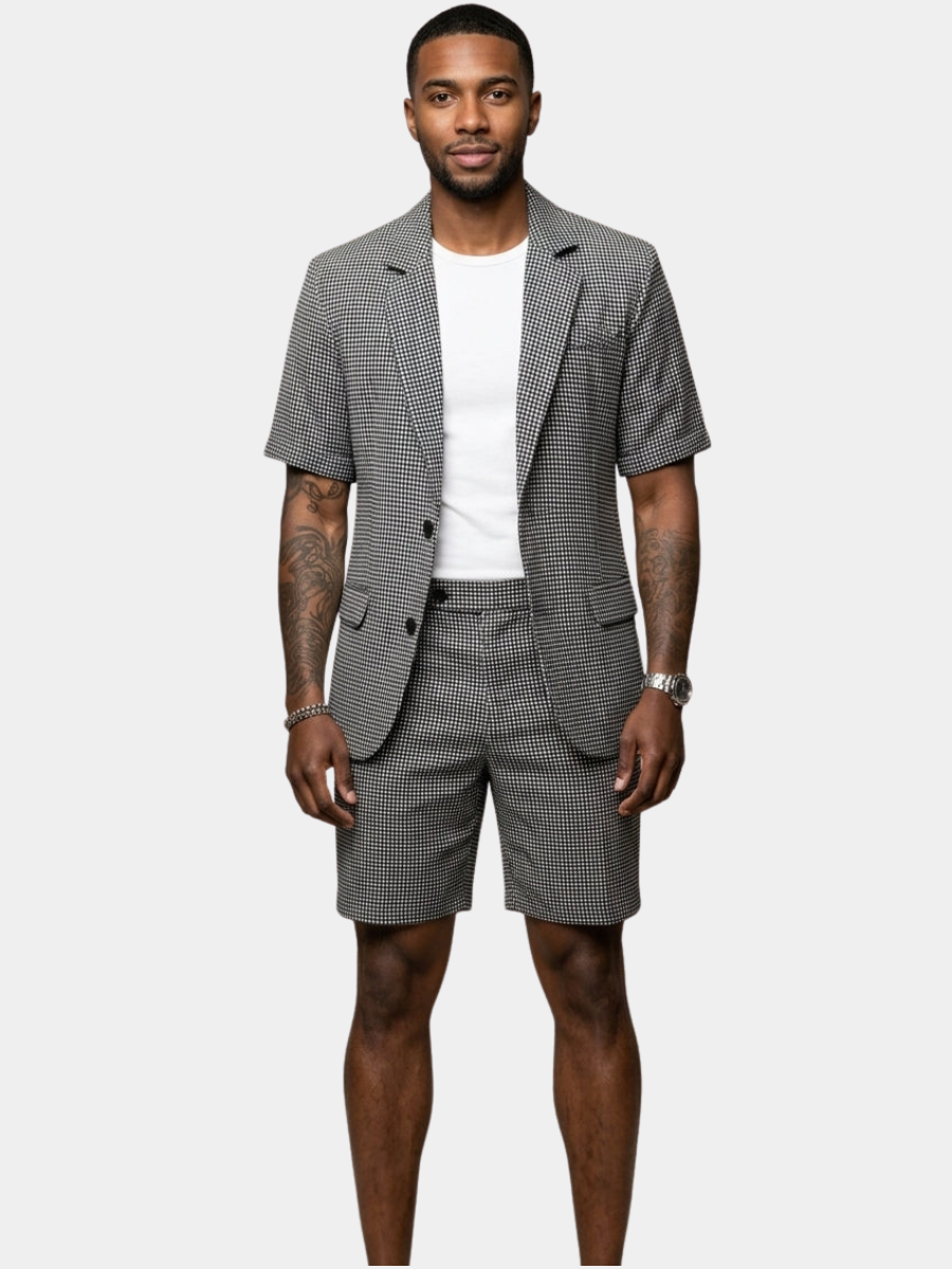 Rufus - Kariertes tailliertes Blazer-und-Shorts-Set