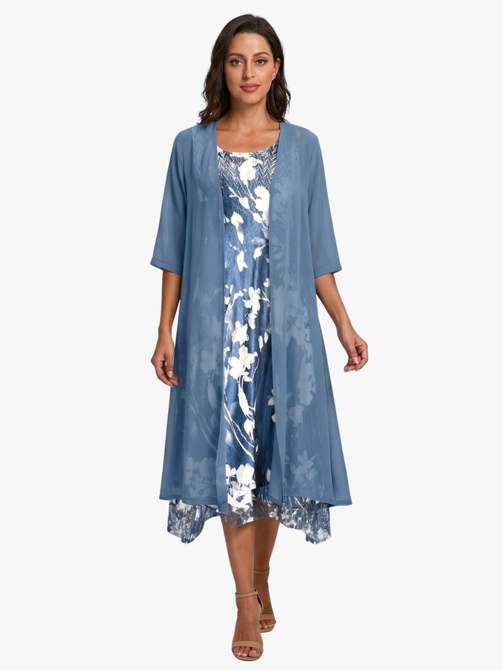 Delavelle - Elegantes Midi-Kleid-Set im Lagenlook