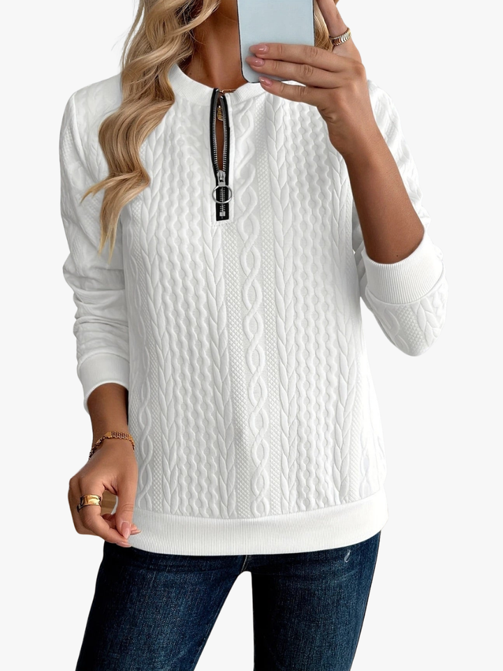 Darla - Strukturierter Zip-Pullover