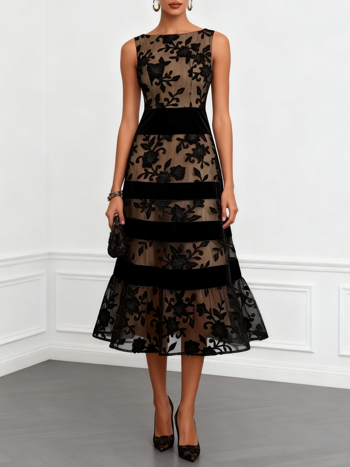 Coraline - Florales Midikleid aus Mesh