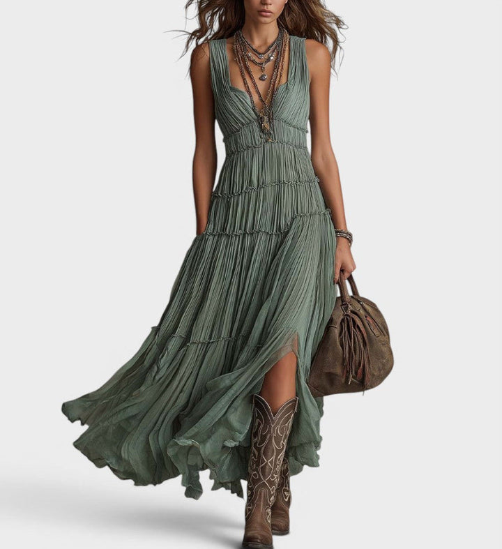 Alexa - Soft-Touch Boho-Maxikleid