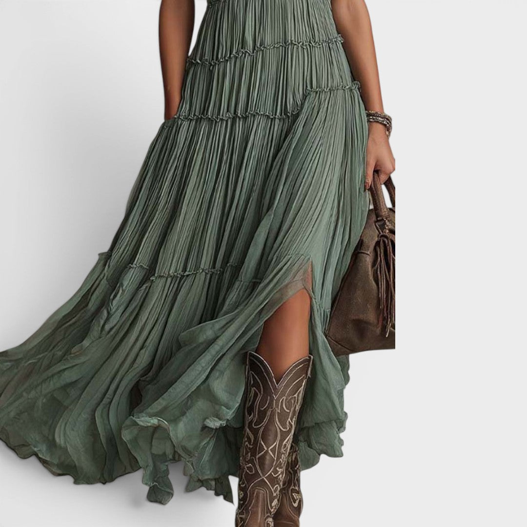 Alexa - Soft-Touch Boho-Maxikleid