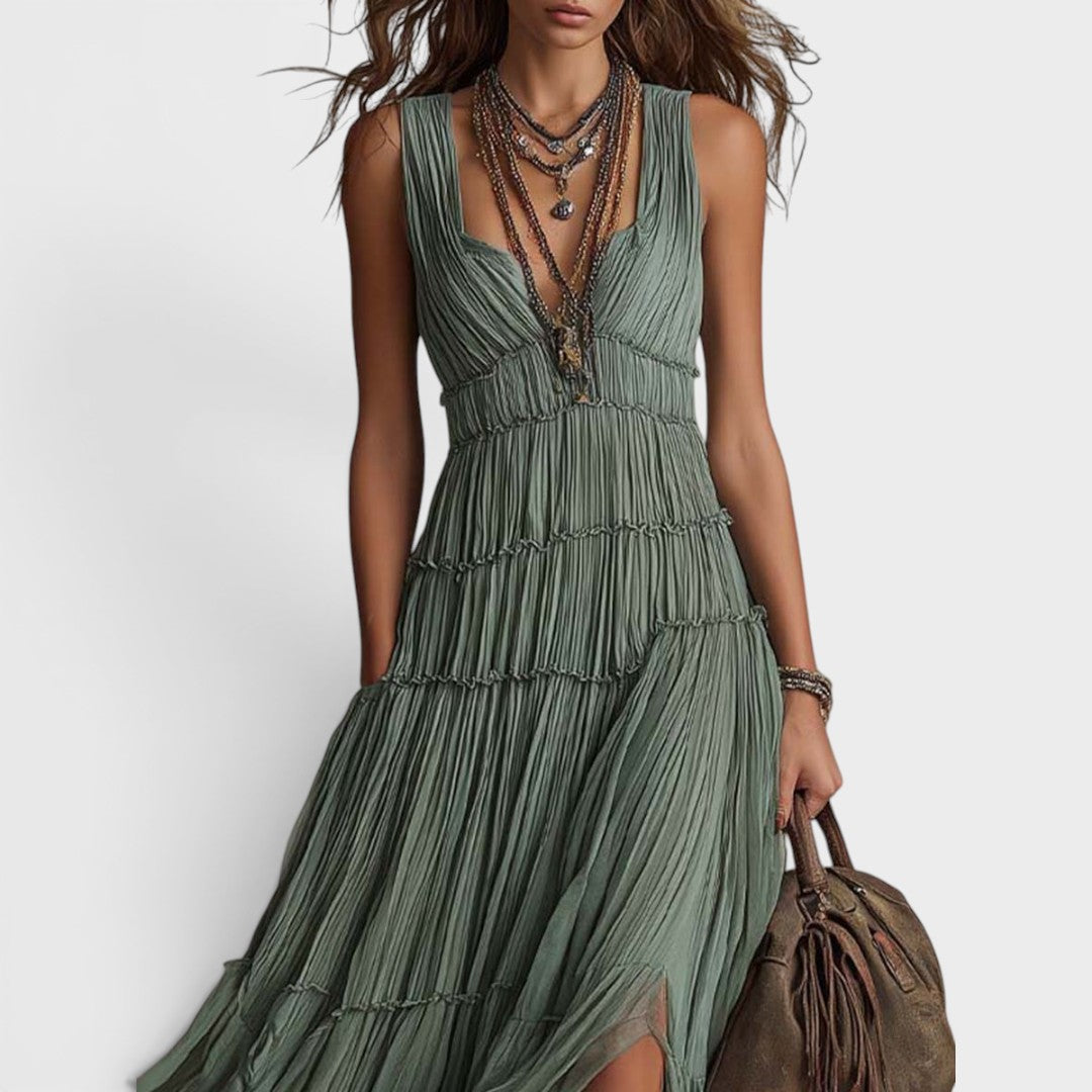 Alexa - Soft-Touch Boho-Maxikleid