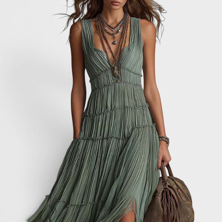 Alexa - Soft-Touch Boho-Maxikleid
