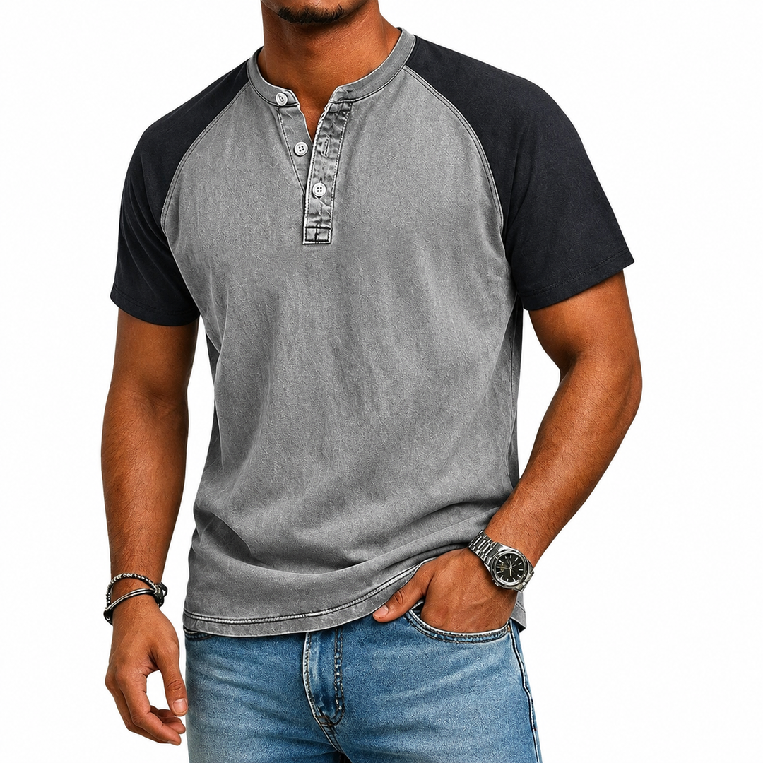 Edgehill - Vintagegewaschenes Henley-T-Shirt