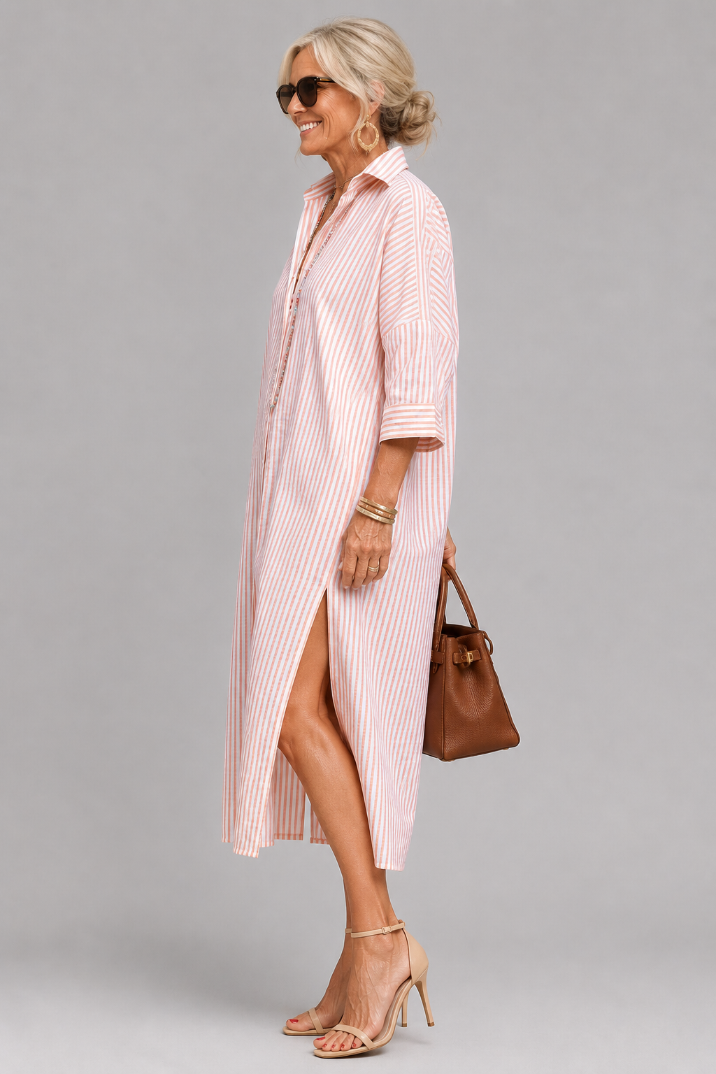 Rosabella - Knitterfreies Midikleid mit Taillengürtel