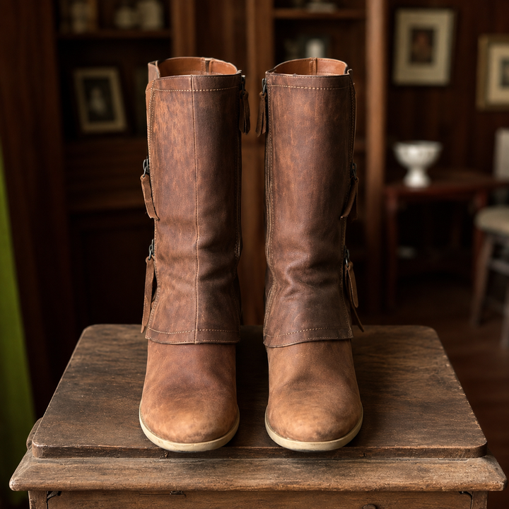 Mairead - Premium wadenhohe Stiefel mit Blockabsatz