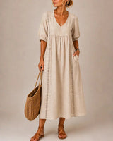 Arietta - Leinenkleid mit Spitzendetails