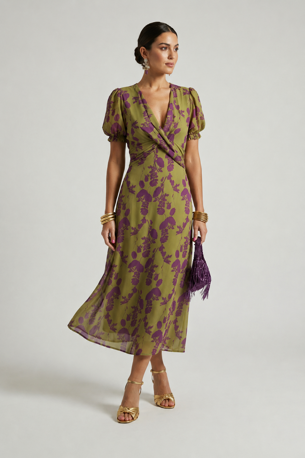 Odetta - Florales Midi-Wickelkleid mit weicher Haptik