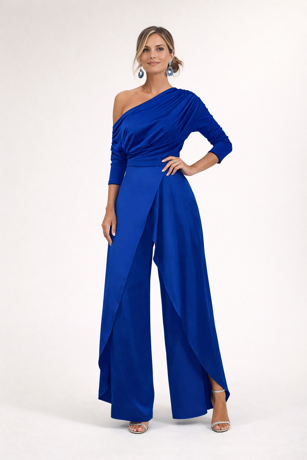 Delphara - One-Shoulder-Jumpsuit mit weitem Bein in Soft-Touch-Qualität