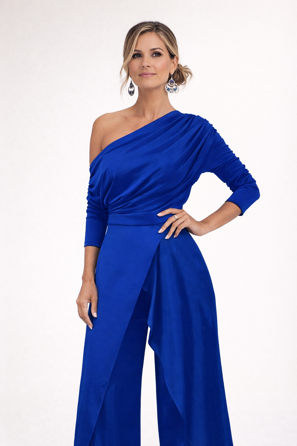 Delphara - One-Shoulder-Jumpsuit mit weitem Bein in Soft-Touch-Qualität