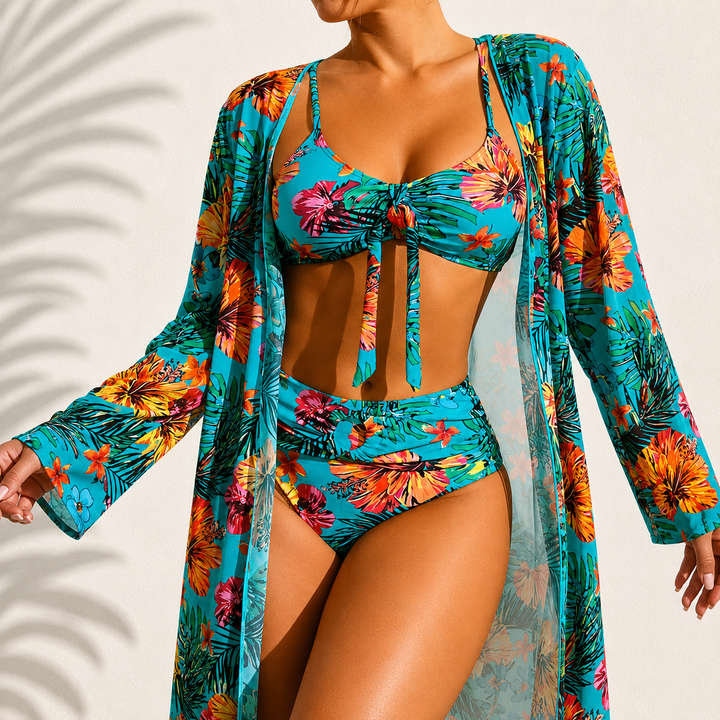Brialise - figurformendes Set aus High-Waist-Bikini und Kimono