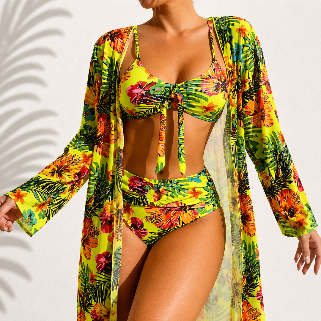 Brialise - figurformendes Set aus High-Waist-Bikini und Kimono