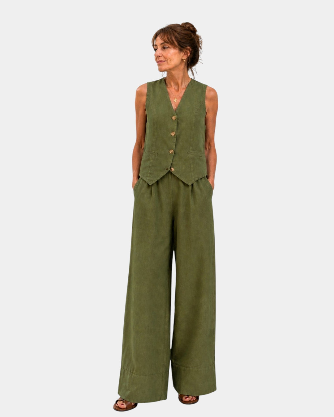 Nicolette - Set aus taillierter Weste und weit geschnittener Hose