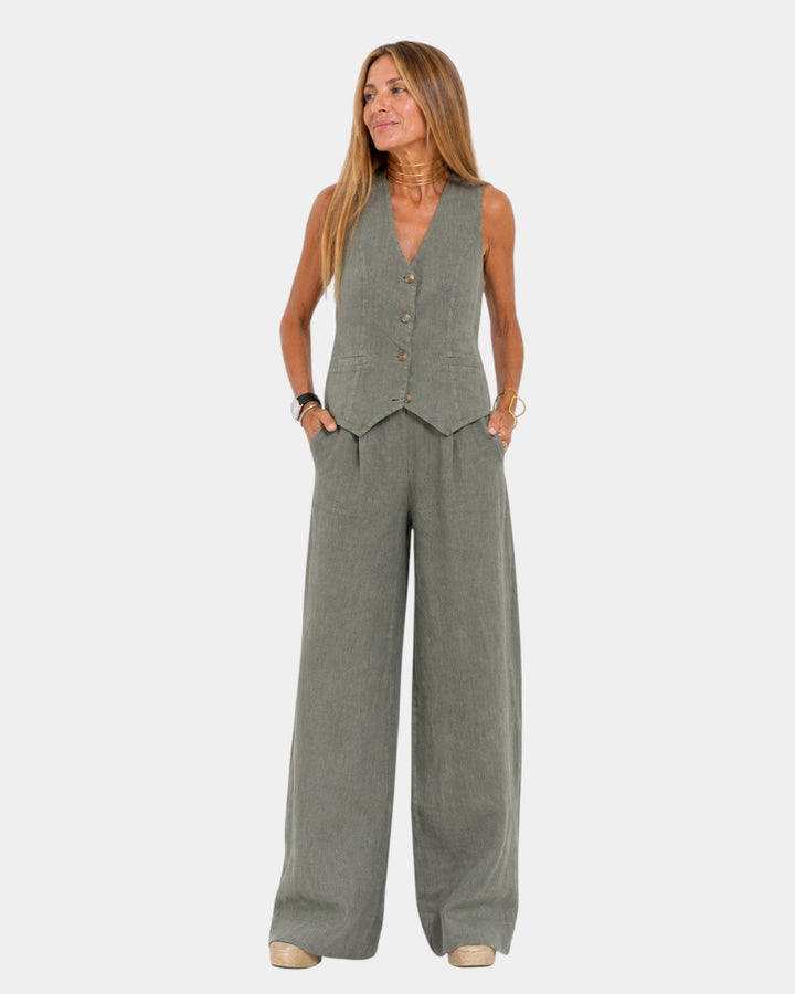 Nicolette - Set aus taillierter Weste und weit geschnittener Hose