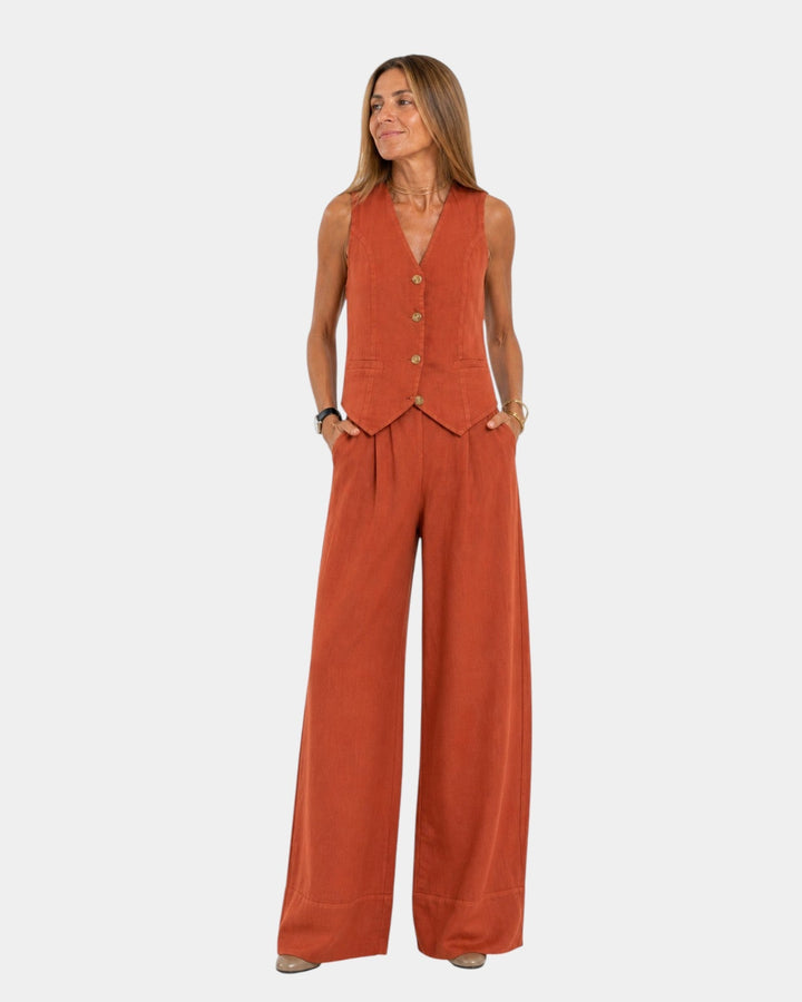 Nicolette - Set aus taillierter Weste und weit geschnittener Hose