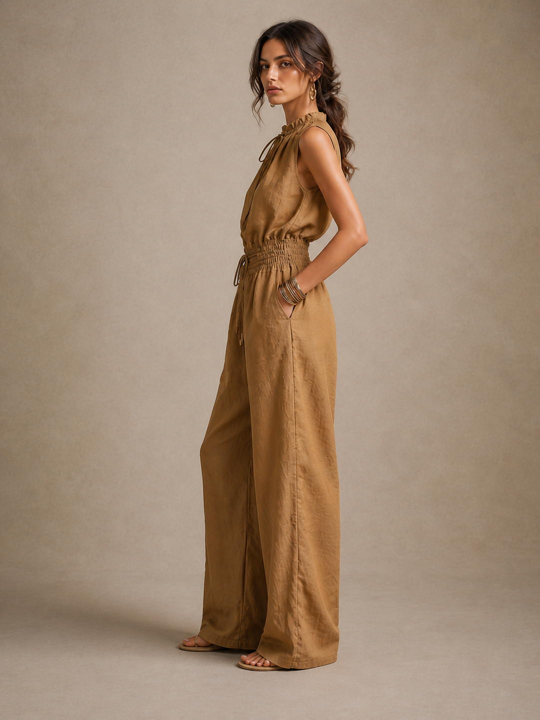 Jade - Weitbeiniger Soft-Touch-Jumpsuit