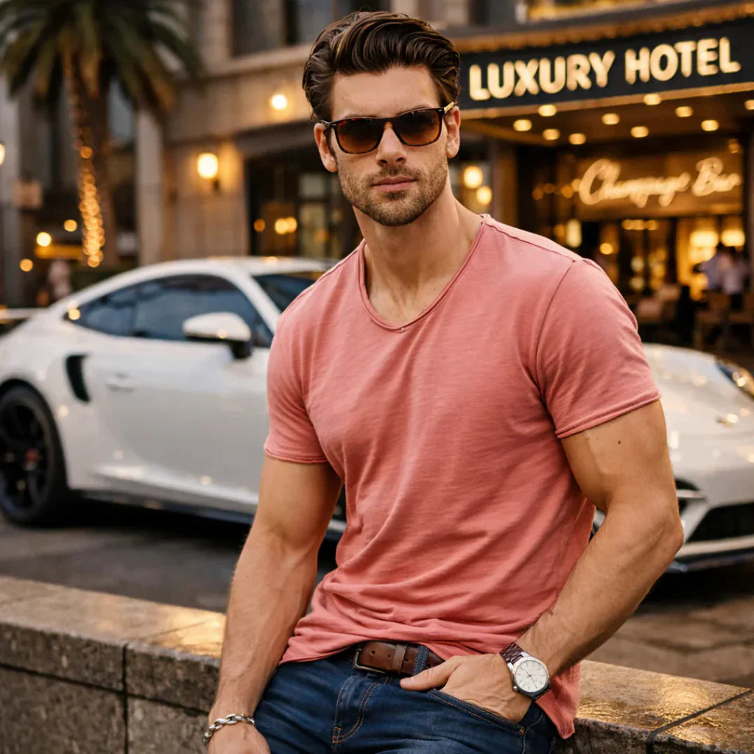 Jackson - Soft-Touch Slub-T-Shirt mit V-Ausschnitt