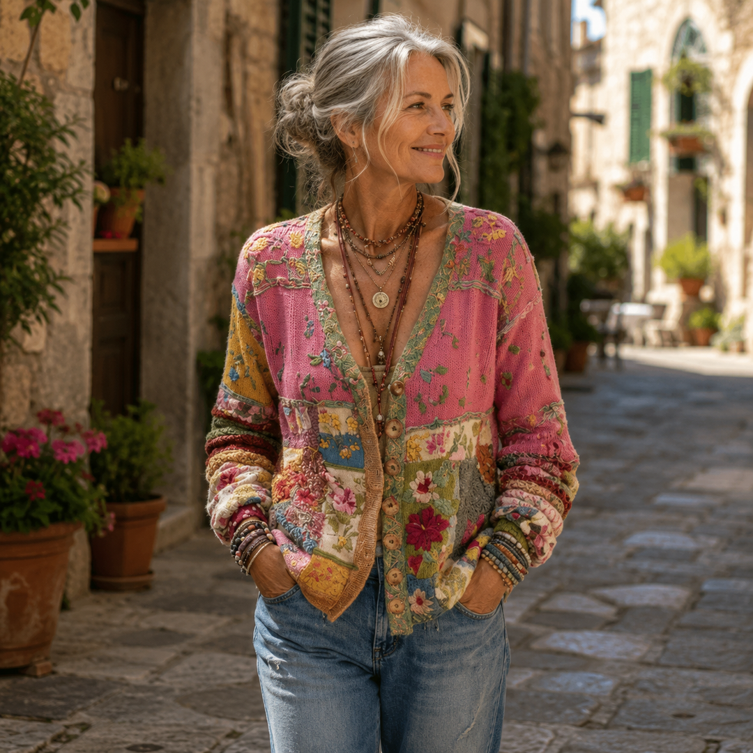 Celestara - Weicher Patchwork-Cardigan