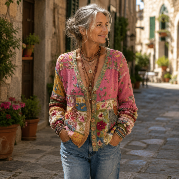 Celestara - Weicher Patchwork-Cardigan