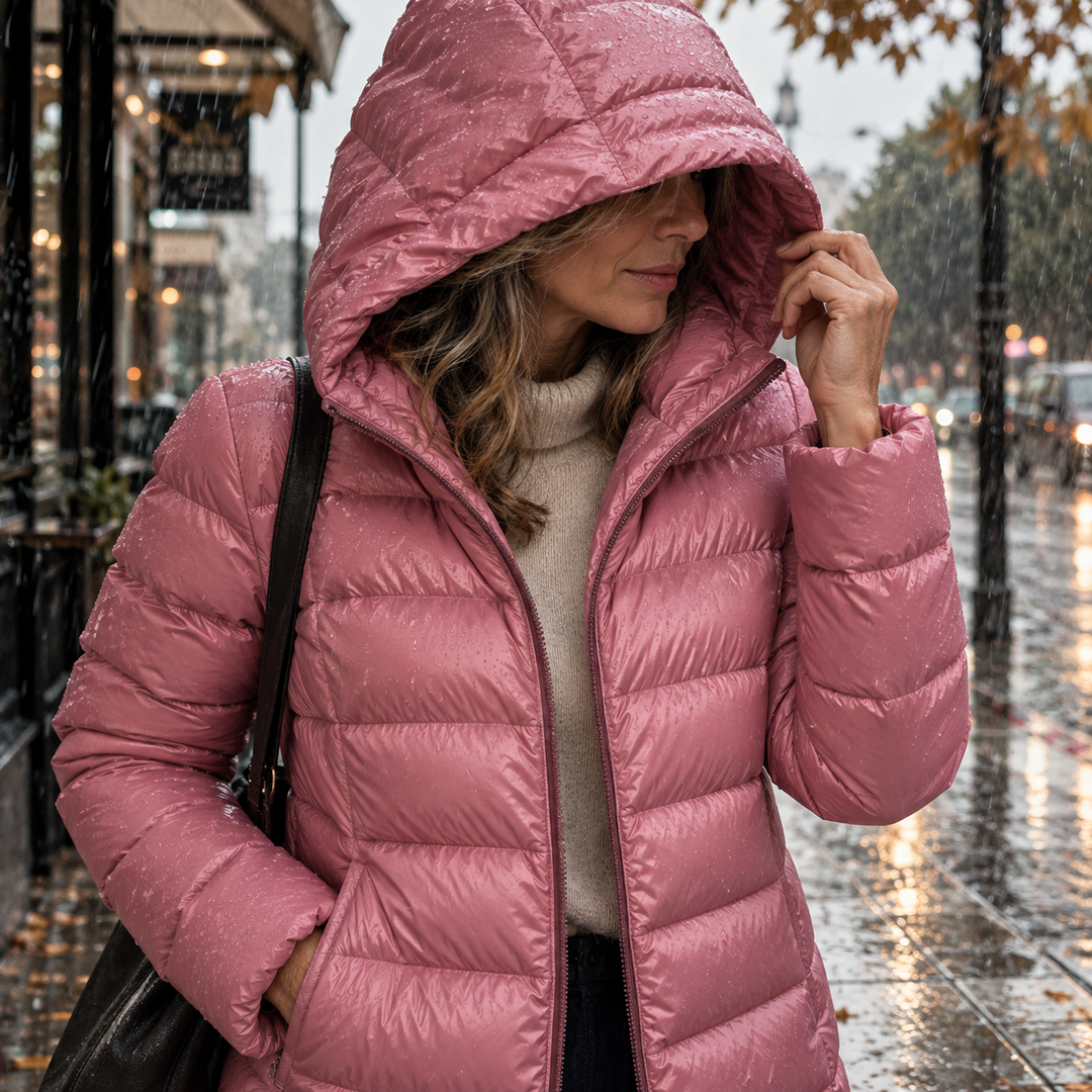 Kaelin - Schwerer Longline-Steppmantel mit Kapuze