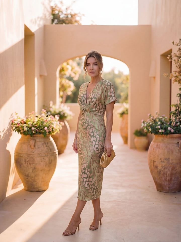 Selina - Drapiertes Kleid mit Taillenknoten