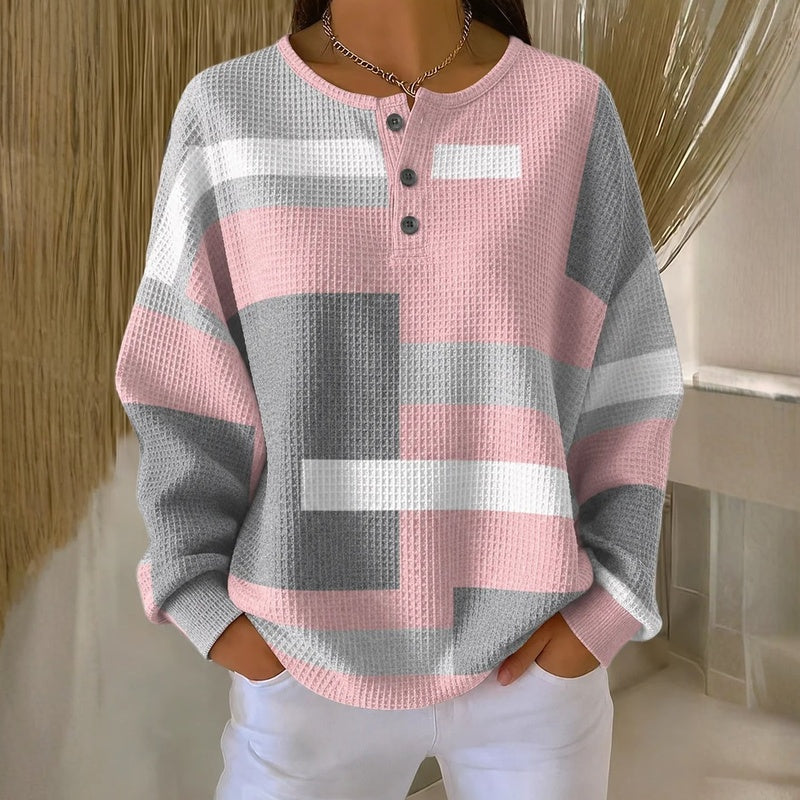 Aimee - Superweicher Pullover mit Colorblocking und Knopfdetails
