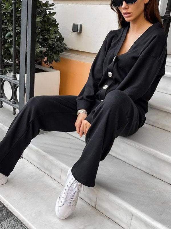 Sorya - Softtouch-Strick-Set aus Cardigan und Hose