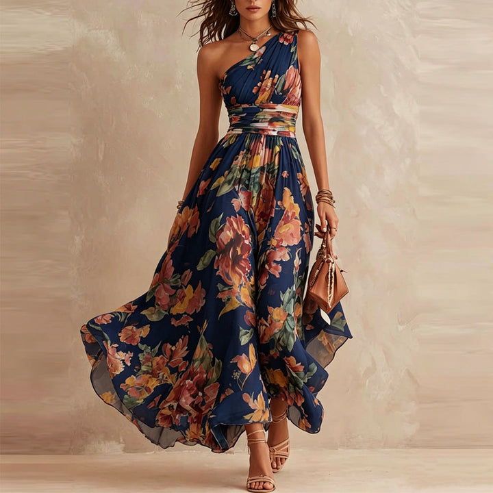 Alisa - Ätherisches One-Shoulder-Maxikleid mit Blumenmuster
