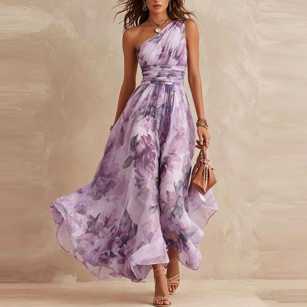 Alisa - Ätherisches One-Shoulder-Maxikleid mit Blumenmuster