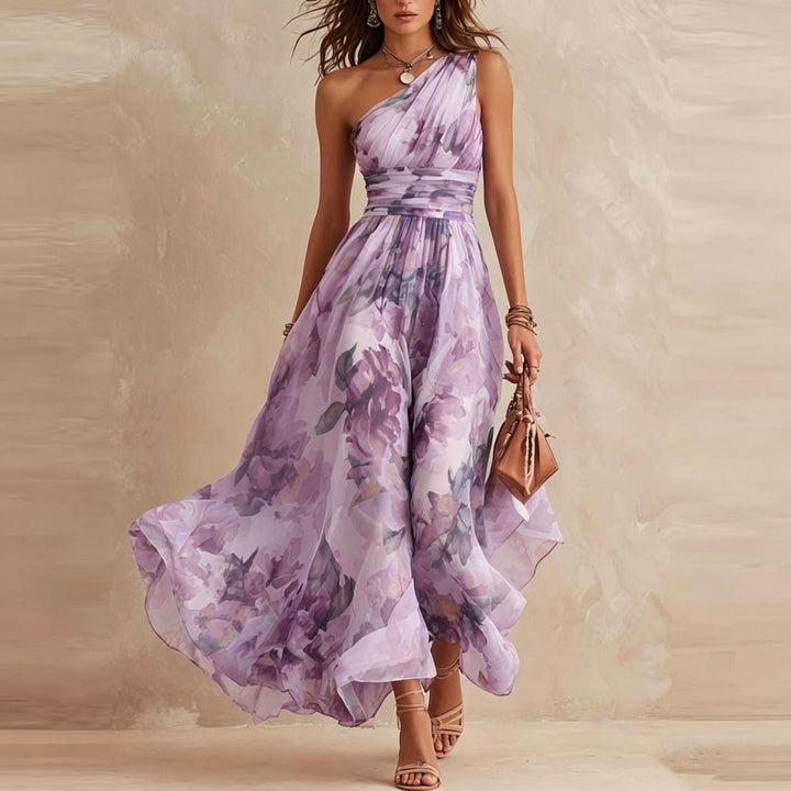 Alisa - Ätherisches One-Shoulder-Maxikleid mit Blumenmuster