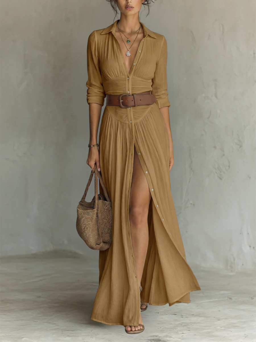 Velina - fließendes, plissiertes Maxikleid