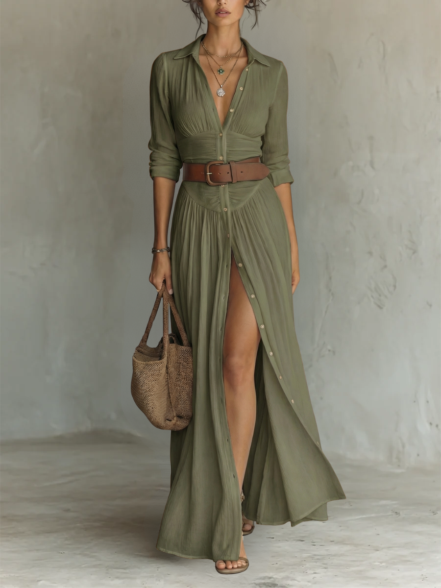 Velina - fließendes, plissiertes Maxikleid