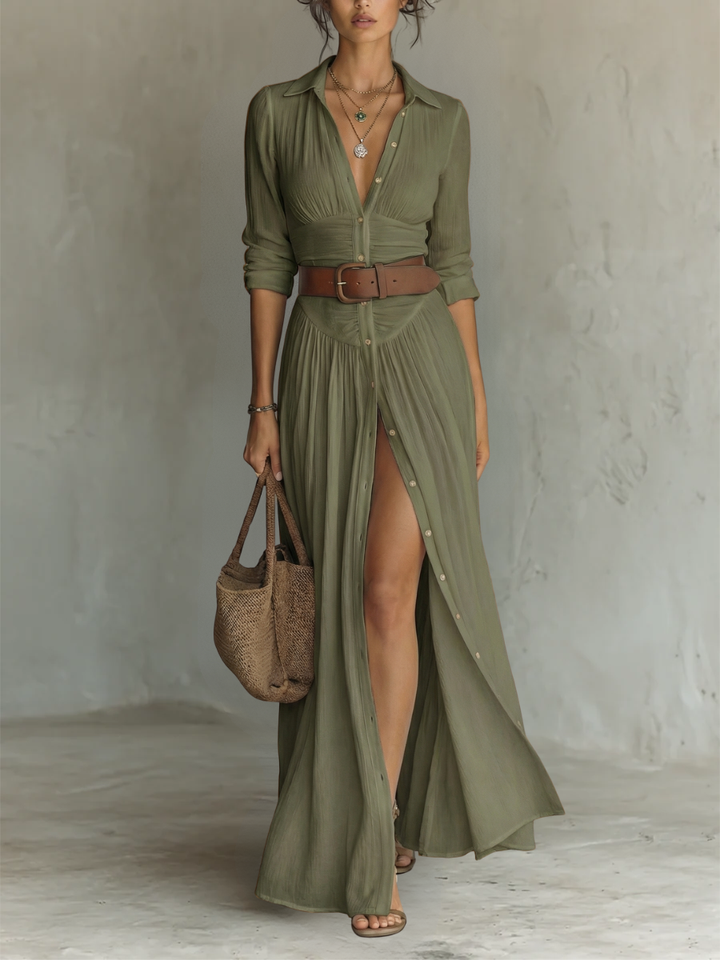 Velina - fließendes, plissiertes Maxikleid