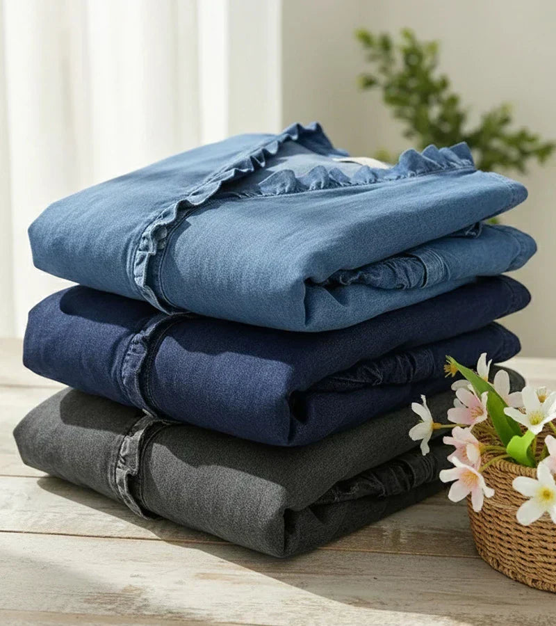 Grace – Weiche Bluse mit Rüschen und V-Ausschnitt