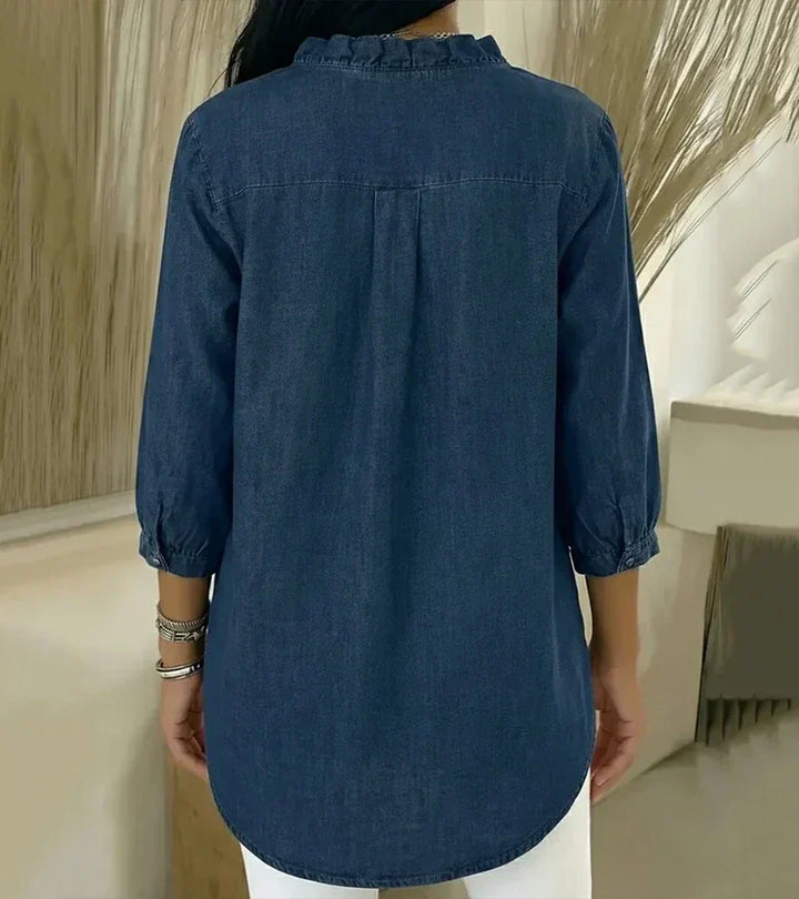 Grace – Weiche Bluse mit Rüschen und V-Ausschnitt