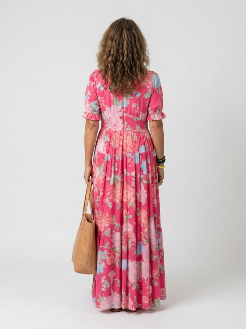 Adelisse - Florales Plissé-Maxikleid