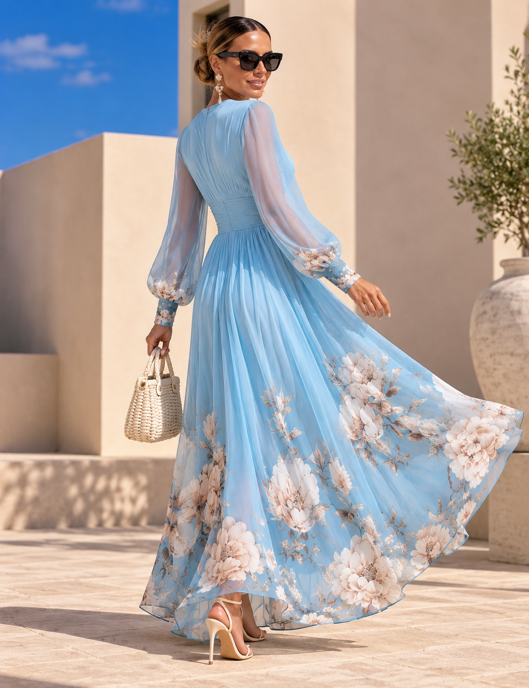 Pirelle - Tailliertes florales Maxikleid